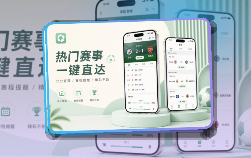 紧凑功能卡 · App下载说明 · 直播比分随时查看界面展示